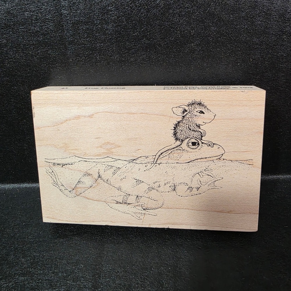 House Mouse Designs Frog Floating Wood Mounted Rubber Stamp 1998 Stampa Rosa 45